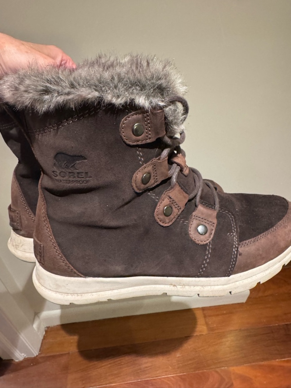 Sorel Brown Faux Fur Trim Lace-Up Winter Boot